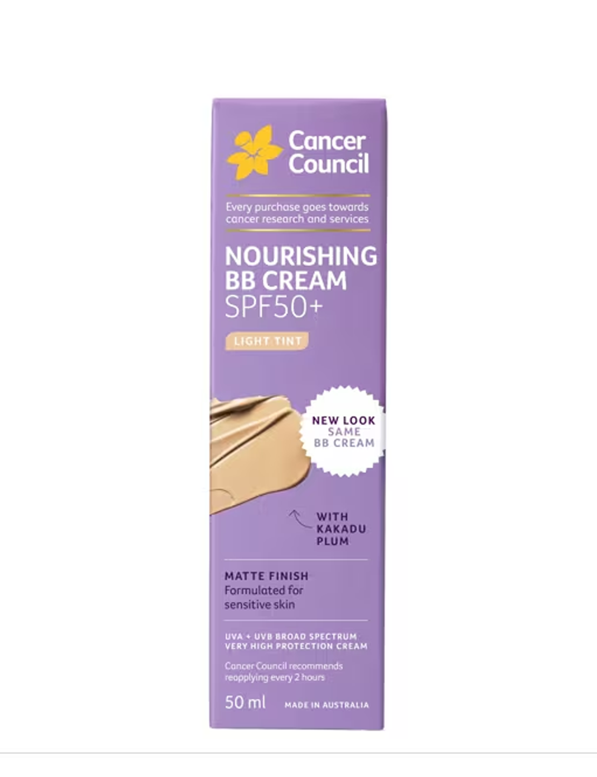 بی بی کرم کنسر کانسل لایت Cancer Council Nourishing SPF 50+ BB Cream 50ml - Light Tint