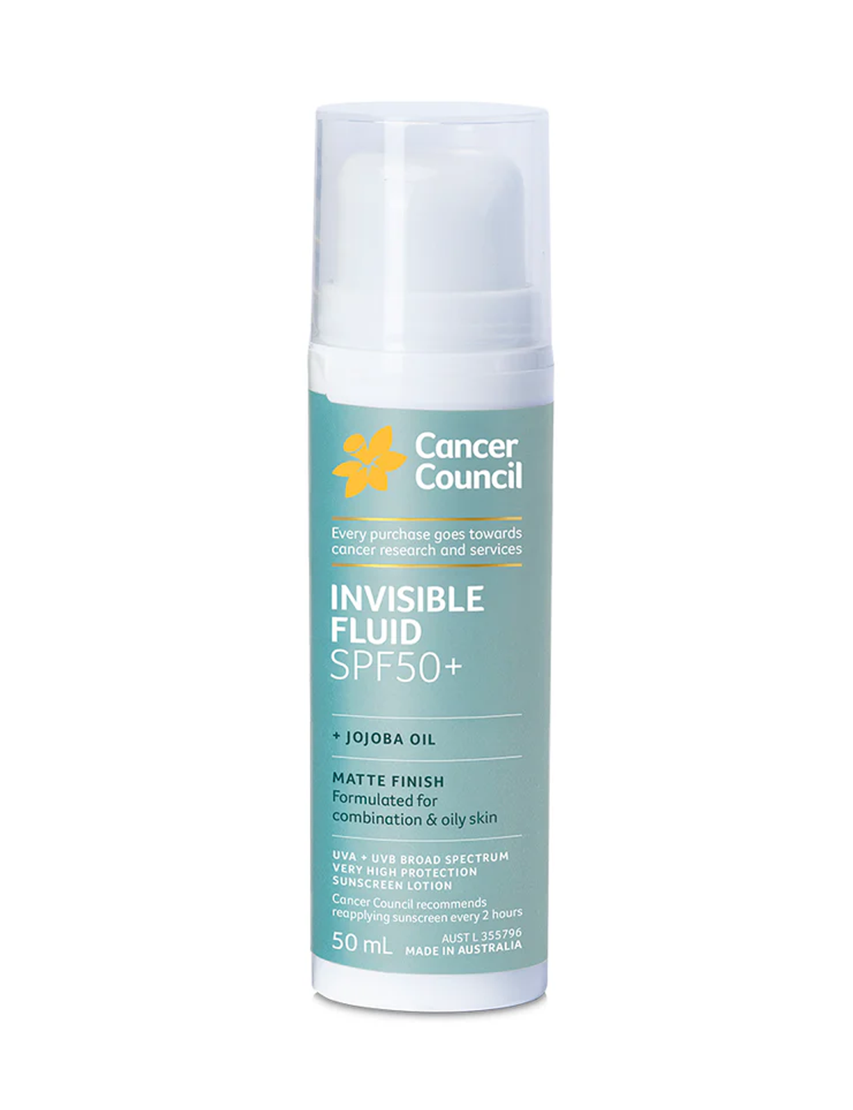 ضدآفتاب کنسر کانسیل | Invisible Fluid SPF50+ 50ml – Cancer Council