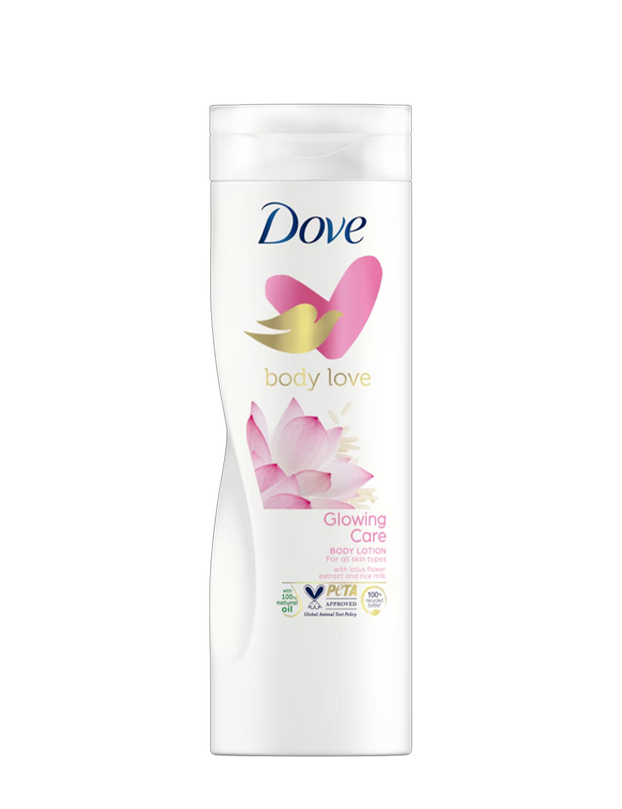 لوسیون داو گلوینگ کر گل لوتوس و شیر برنج | Dove Body Love Glowing Care Body Lotion with Lotus Flower Extract & Rice Milk