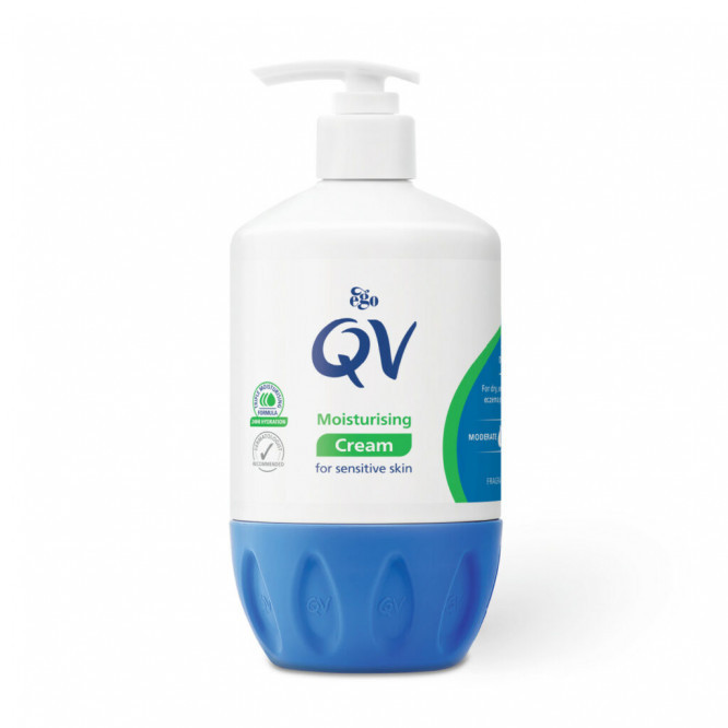 کرم مرطوب کننده پمپی QV برای پوست‌های حساس | وزن 500 گرم QV Moisturising Cream for Sensetive Skine 500g